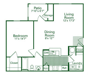 1 bed, 1 bath, 768 sqft, $1,315