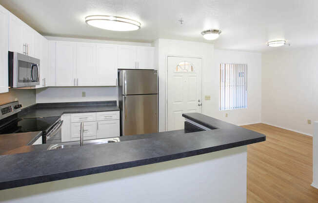 Kitchen and Living Room with Hard Surface Flooring