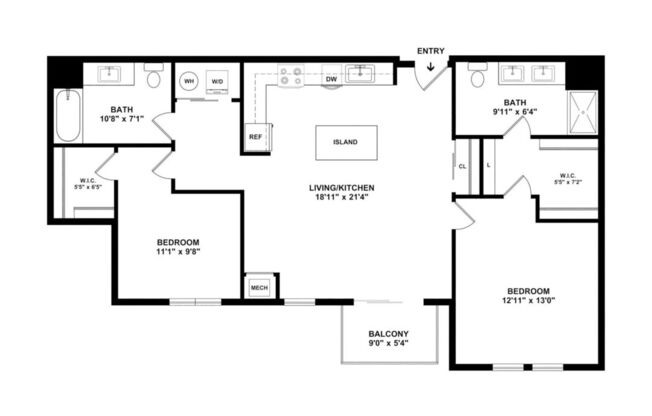 2 beds, 2 baths, 1,196 sqft, $3,704