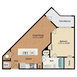 1 bed, 1 bath, 607 sqft, $1,309