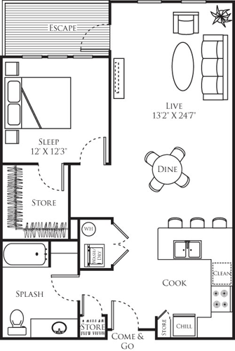 1 bed, 1 bath, 896 sqft, $2,368, Unit 521