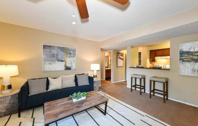 Model Living Room and Kitchen at Stewarts Ferry, Nashville, 37214