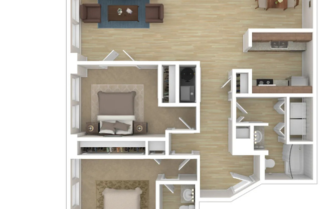 2 beds, 2 baths, 1,250 sqft, $1,599, Unit 1501