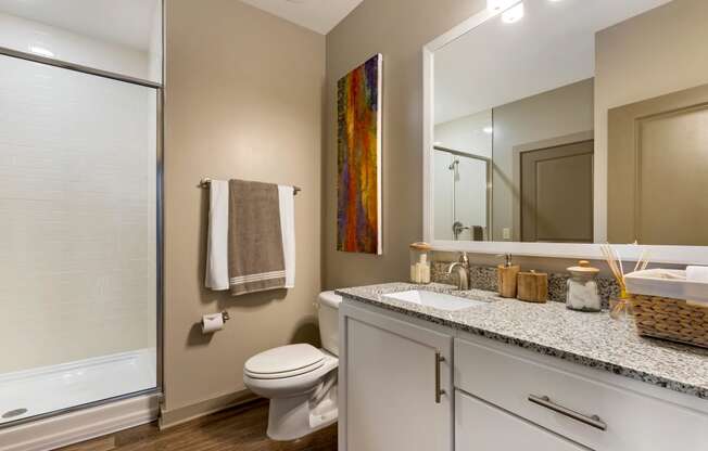 Bathroom with  shower at 1010 Dilworth Apartments, Charlotte, NC