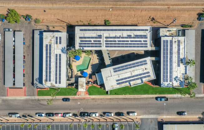Aerial exterior at Radius Apartments in Phoenix AZ Nov 2020