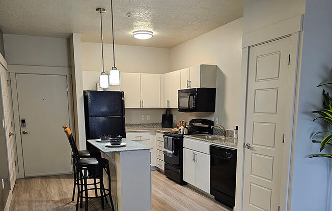 kitchen and bar stools from The Lotus Apartments in Downtown Salt Lake City, Utah