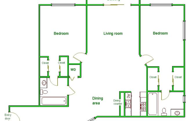 2 beds, 2 baths, 950 sqft, $2,850, Unit 320
