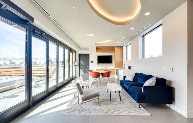 The Stanton rooftop clubroom and kitchen