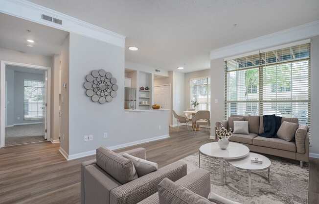 a living room with a couch and a table