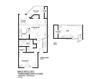 1 bed, 1 bath, 958 sqft, $1,916
