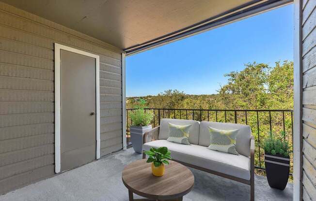 Balcony with a sofa at Great Hills, Austin, TX 78759