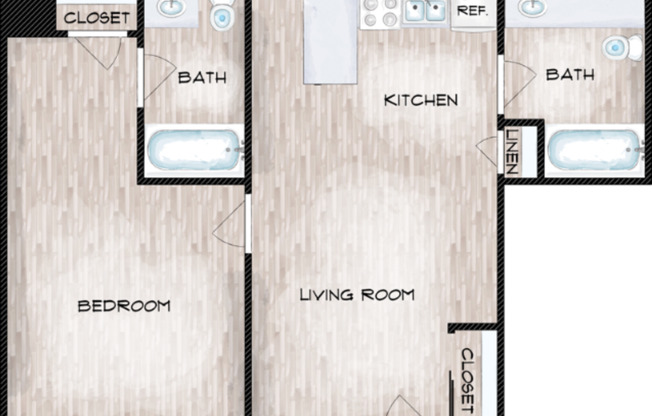 1 bed, 1 bath, 566 sqft, $1,139, Unit 202