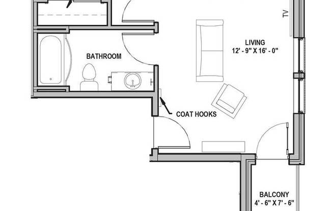 1 bed, 1 bath, 646 sqft, $1,699, Unit 207 (Furnished)