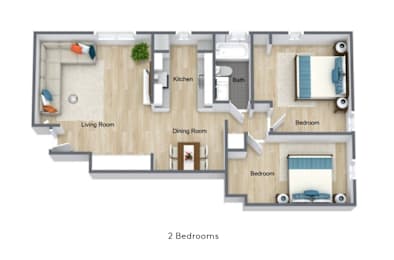 2 beds, 1 bath, 905 sqft, $1,070