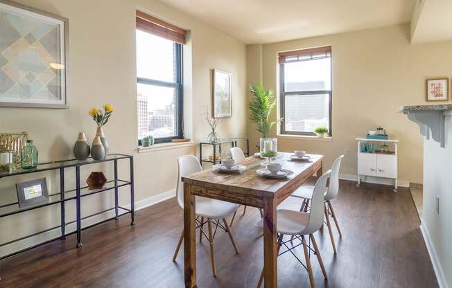 Fitted Kitchen With Island Dining at Grand Wisconsin, Milwaukee