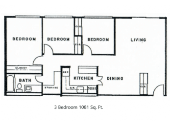 3 beds, 1 bath, 1,081 sqft, $1,841
