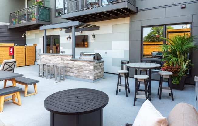 Outdoor Grill With Intimate Seating Area at The Finn, Saint Paul, Minnesota