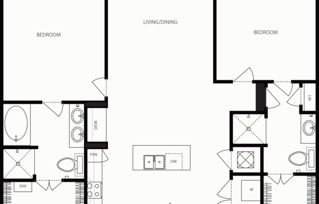 2 beds, 2 baths, 1,240 sqft, $2,385, Unit 1443