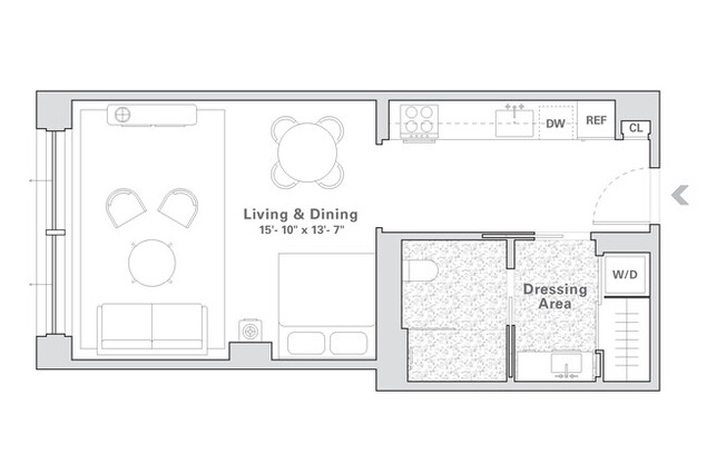 Studio, 1 bath, 491 sqft, $3,995, Unit 722