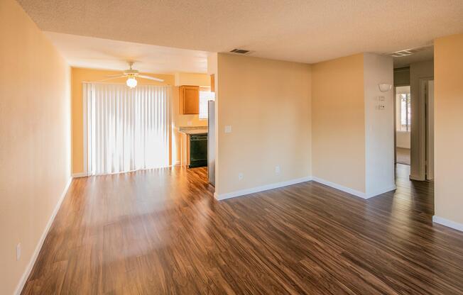 a room with a wood floor