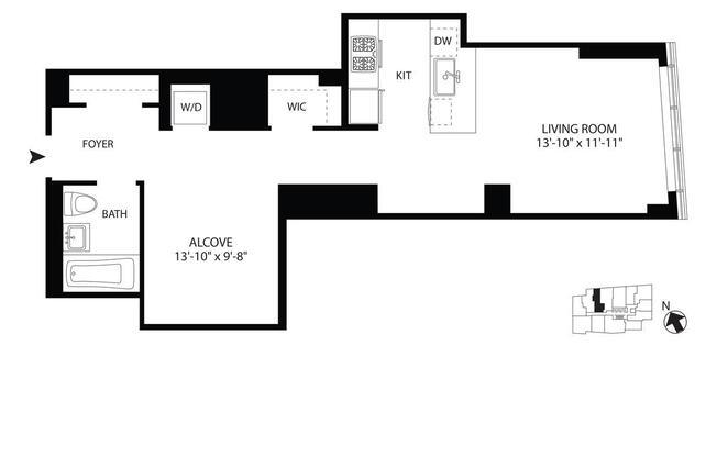 Studio, 1 bath, 640 sqft, $4,395, Unit 4W