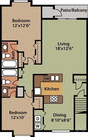 2 beds, 2 baths, 1,000 sqft, $1,250