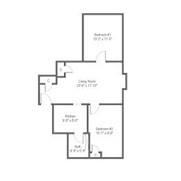 2 beds, 1 bath, 733 sqft, $1,950