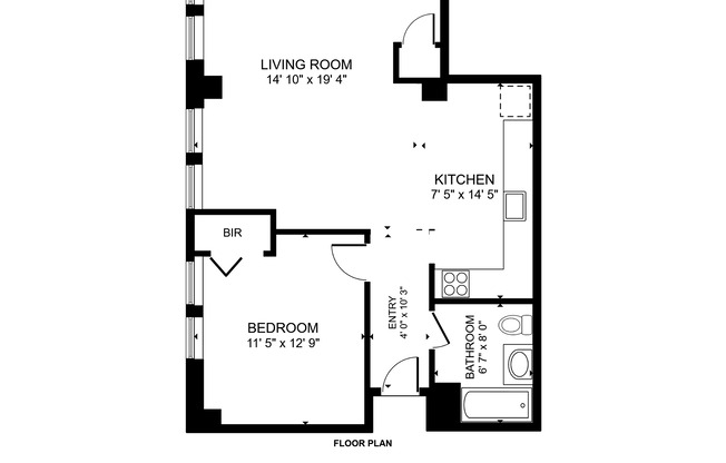 1 bed, 1 bath, 642 sqft, $1,750