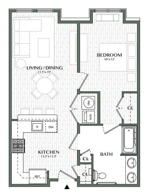 1 bed, 1 bath, 722 sqft, $2,500