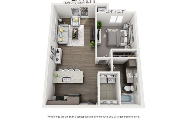 1 bed, 1 bath, 726 sqft, $975, Unit 210