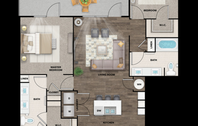 2 beds, 2 baths, 1,081 sqft, $1,594