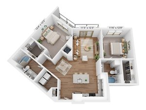 2 beds, 2 baths, 1,150 sqft, $2,499