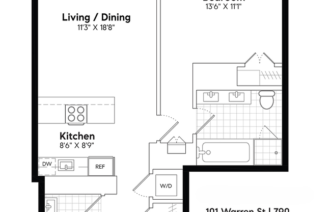 1 bed, 1.5 baths, 979 sqft, $9,500, Unit 790