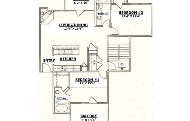 2 beds, 2 baths, 1,030 sqft, $1,910, Unit 2223