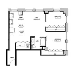 2 beds, 1 bath, 955 sqft, $2,100