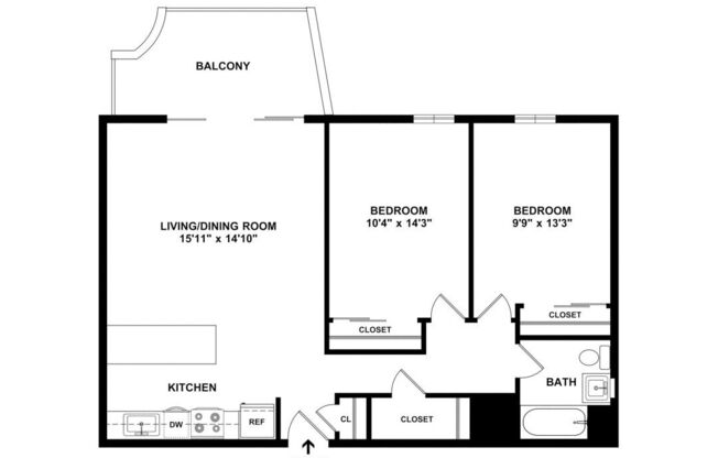 2 beds, 1 bath, 873 sqft, $5,473