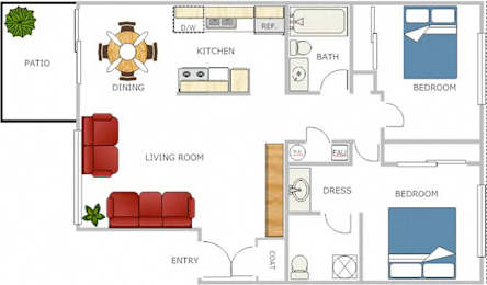 2 beds, 2 baths, 950 sqft, $3,095