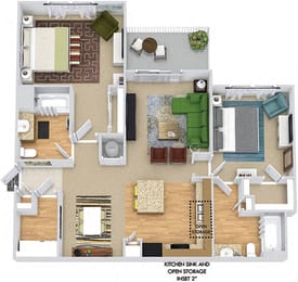 2 beds, 2 baths, 1,159 sqft, $1,619