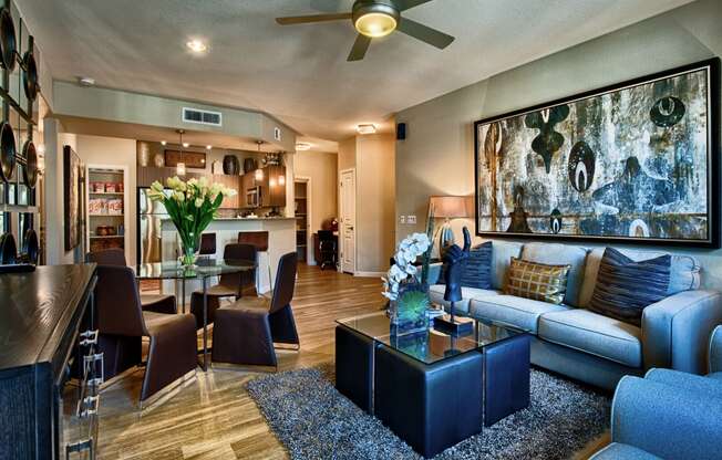 Chandler AZ Apartments for Rent - Monument - Spacious Living Room faces Kitchen