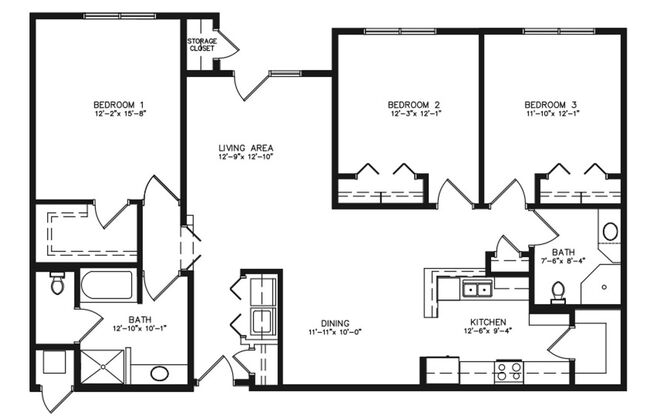 3 beds, 2 baths, 1,572 sqft, $1,765, Unit N-310