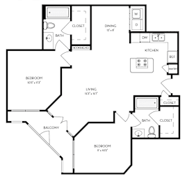 2 beds, 2 baths, 947 sqft, $2,174