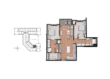 2 beds, 2 baths, 1,210 sqft, $2,465