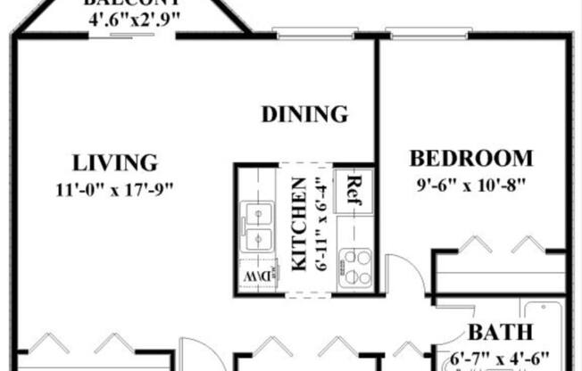 1 bed, 1 bath, 640 sqft, $1,248