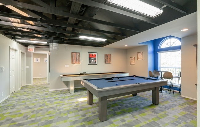 Clubhouse gaming area with pool table