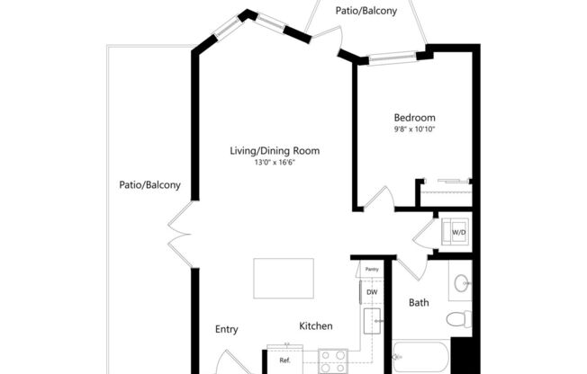 1 bed, 1 bath, 694 sqft, $6,179