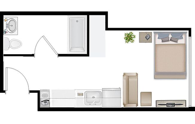 Studio, 1 bath, 290 sqft, $1,290, Unit 604