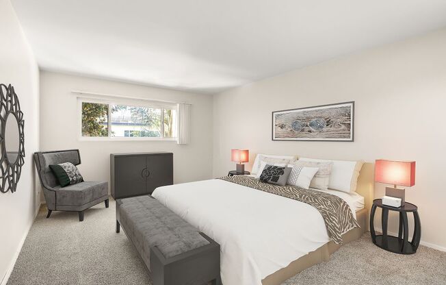 Main Bedroom with Carpet and a Window