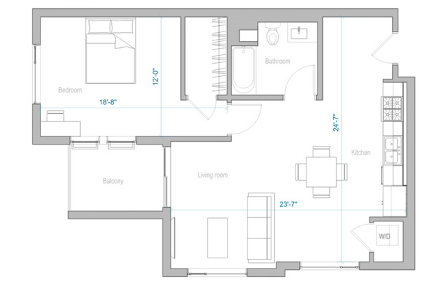 1 bed, 1 bath, 681 sqft, $2,655, Unit 402