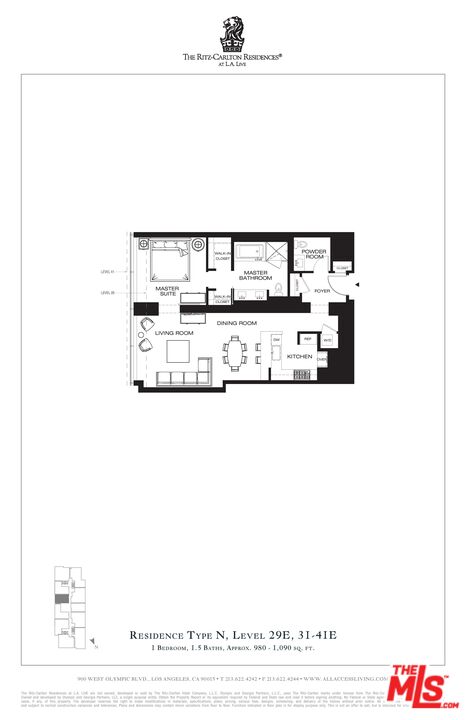 1 bed, 2 baths, 1,000 sqft, $6,195, Unit 31E