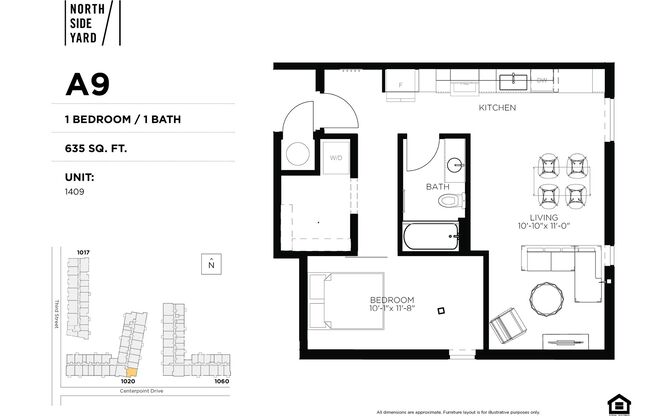 1 bed, 1 bath, 635 sqft, $1,325, Unit 1309